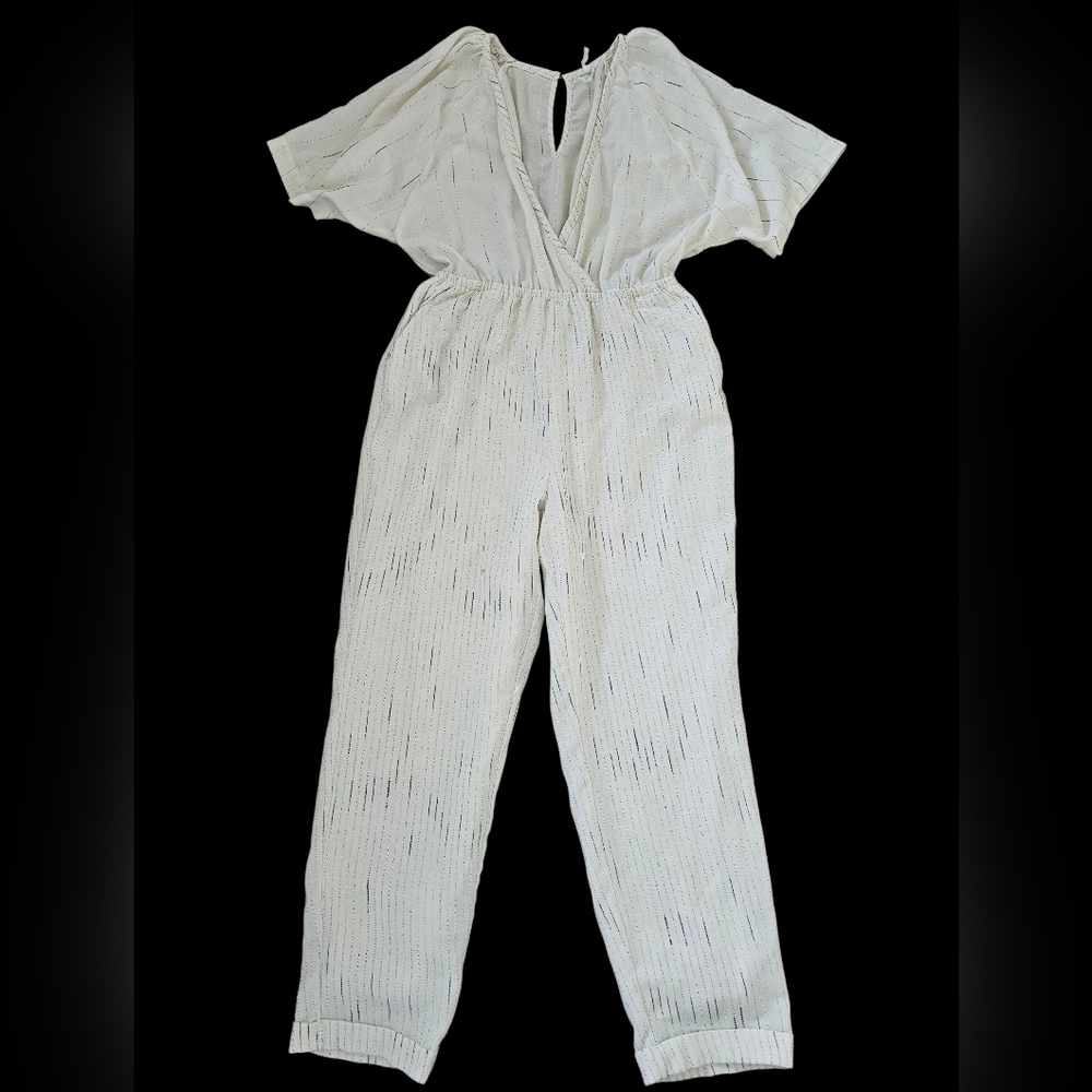 Feather Bone Anthropologie Elegant Chic Cottagecore Cream Jumpsuit Sz‎ S